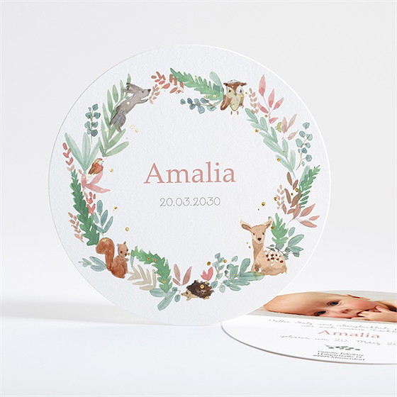 Geburtskarte Tanz Der Waldtiere - Gold