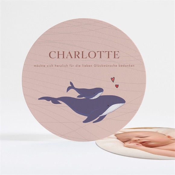 Dankeskarte Geburt Kleine Walfischfamilie ref.N321160
