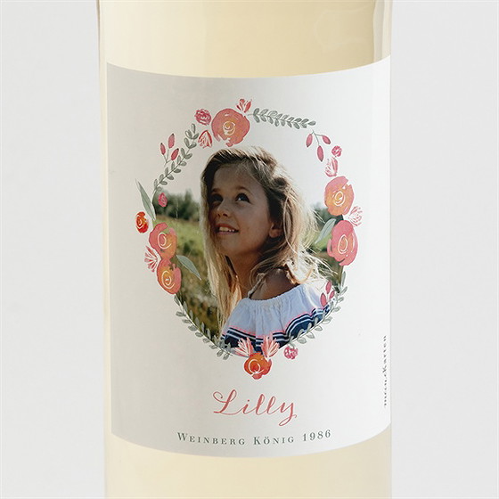 Flaschenetikett Kommunion Aquarellkranz