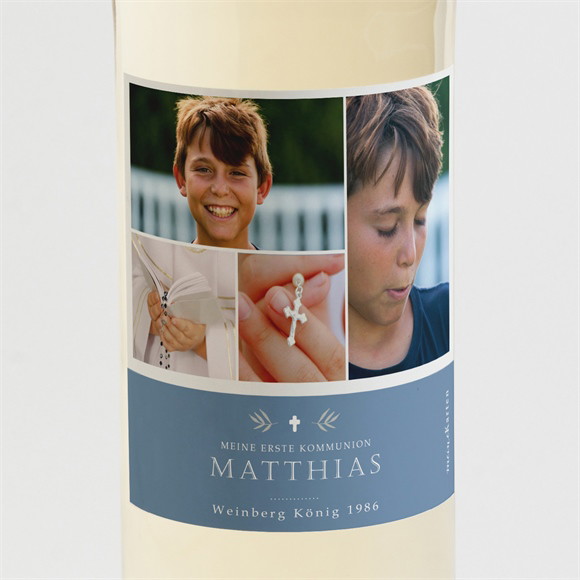 Flaschenetikett Kommunion Vergiss mich nicht - blau ref.N3001832