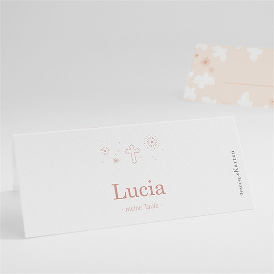 Tischkarte Taufe taubenflug