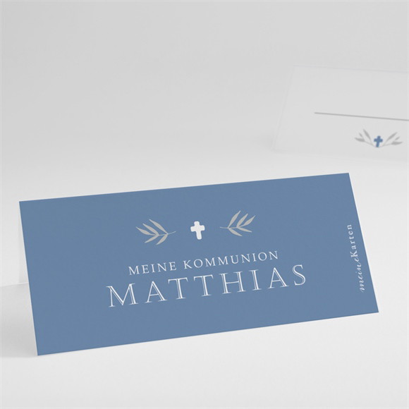 Tischkarte Kommunion Vergiss mich nicht - blau ref.N440843
