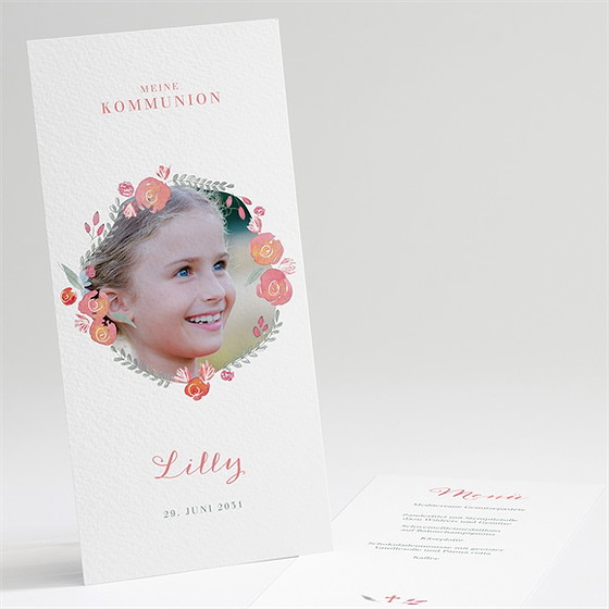 Menükarte Kommunion Aquarellkranz