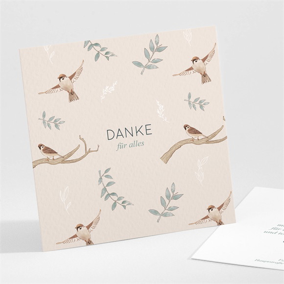 Dankeskarte Geburt Vogelgesang ref.N301428
