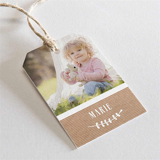 Geschenkanhänger Taufe Foto Auf Kraftpapier