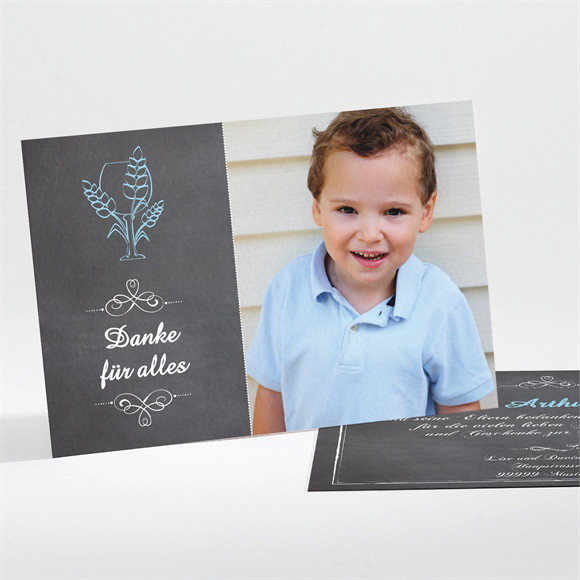 Dankeskarte Kommunion Weizenähren blau ref.N111310