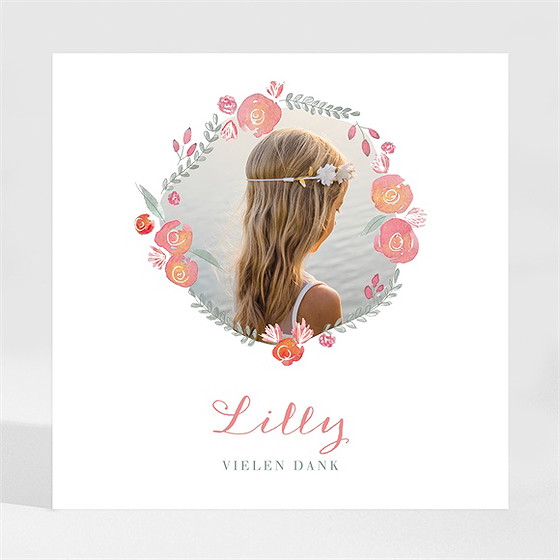 Dankeskarte Kommunion Aquarellkranz - Magnet