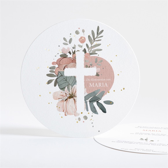 Einladung Kommunion Pastellzauber - Gold Rund ref.N321241