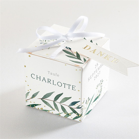 Geschenkbox Taufe Pflanzenschmuck - Gold