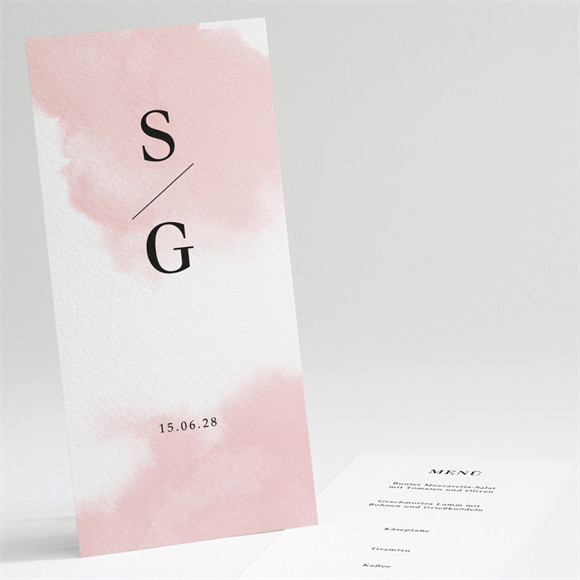 Menükarte Hochzeit Schwarz und Pastell ref.N221140