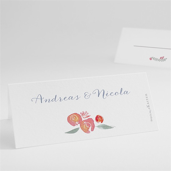 Tischkarte Hochzeit Blumenrahmen