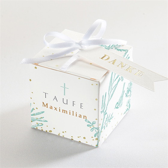 Geschenkbox Taufe Vintage Vogel - Gold