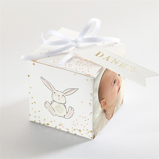 Geschenkbox Taufe Kleines Kaninchen - Gold