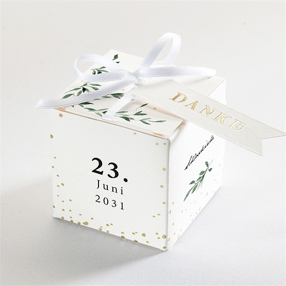 Geschenkbox Taufe naturbezogen - gold