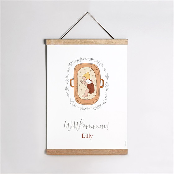 Geburtsposter Kleines Babykörbchen