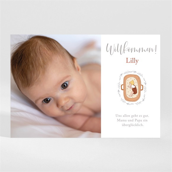 Geburtskarte Kleines Babykörbchen - Magnet ref.N110204