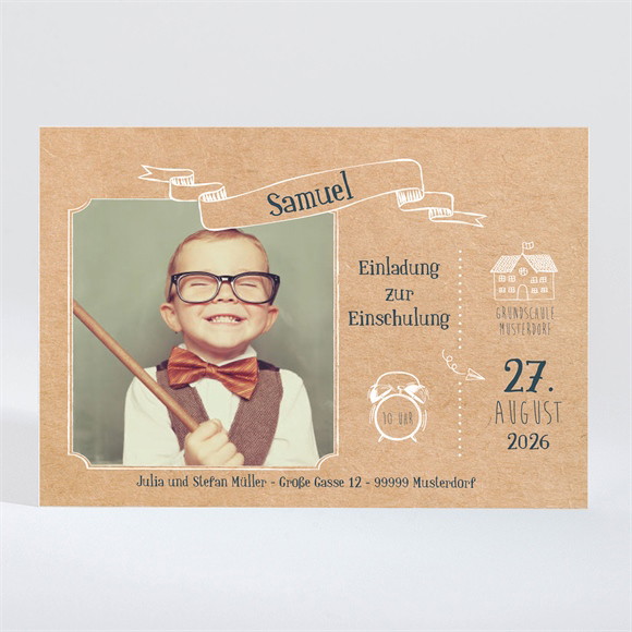 Einladungskarte Einschulung Einschulung Kraftpapier ref.N110237