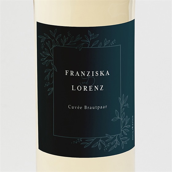 Flaschenetikett Hochzeit Königsblau