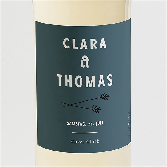 Flaschenetikett Hochzeit halm