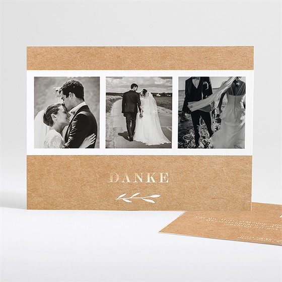 Dankeskarte Hochzeit Boheme Schick - Gold