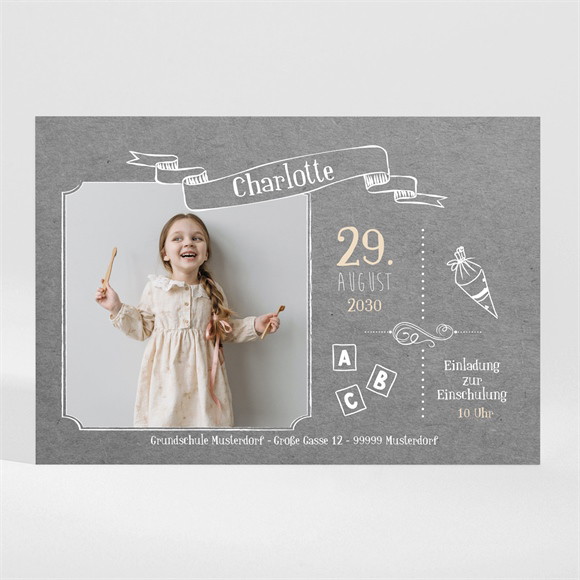Einladungskarte Einschulung Schiefertafel zur Einschulung ref.N110238