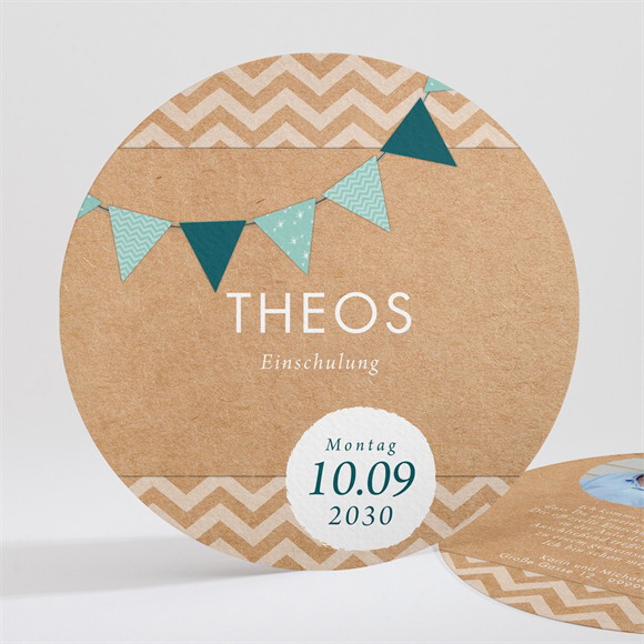 Einladungskarte Einschulung Runde Vorfreude ref.N321252