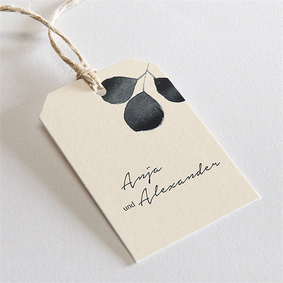Geschenkanhänger Hochzeit Aquarell In Schwarz