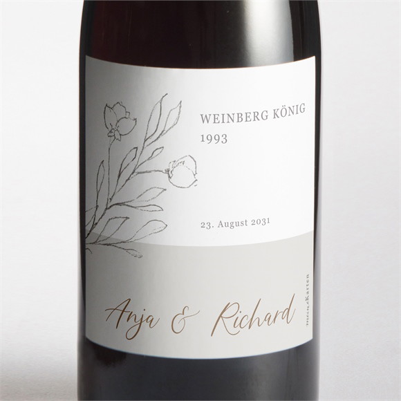 Flaschenetikett Hochzeit Elegante Skizze ref.N3001868