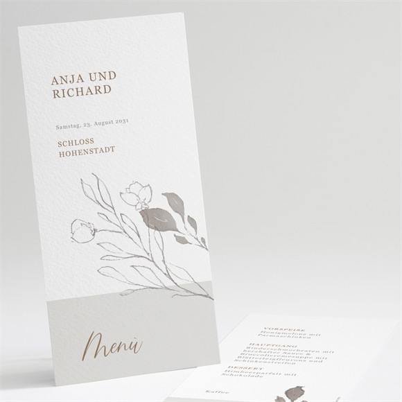 Menükarte Hochzeit Elegante Skizze ref.N221230