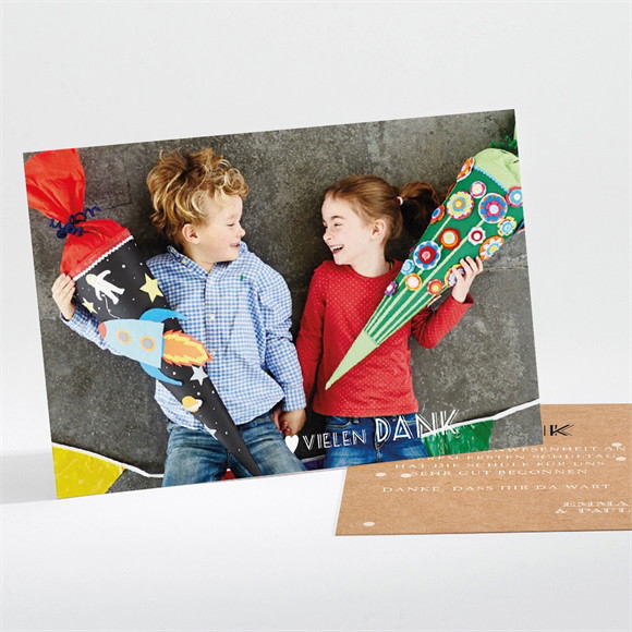 Dankeskarte Einschulung Kraftorigami ref.N111321