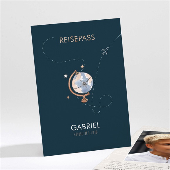 Dankeskarte Einschulung Reisepass zur Schule ref.N211595