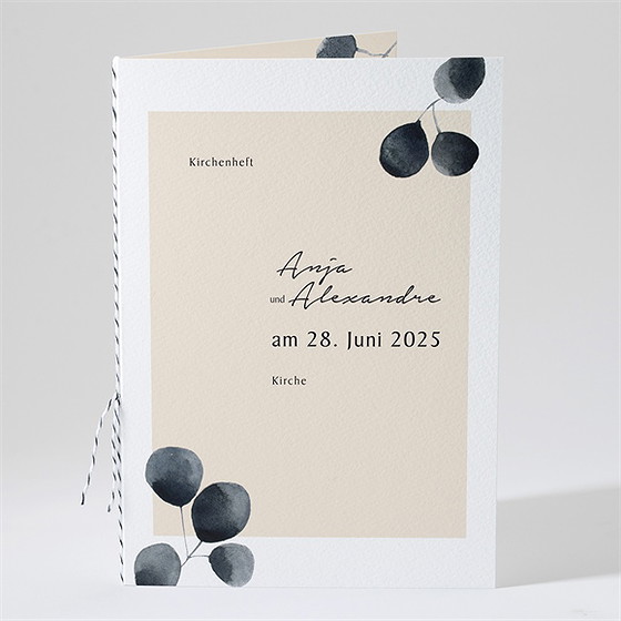 Kirchenheft Hochzeit aquarell in schwarz