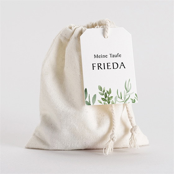 Geschenkbeutel Taufe Kraftpapier Und Pflanzenmotiv