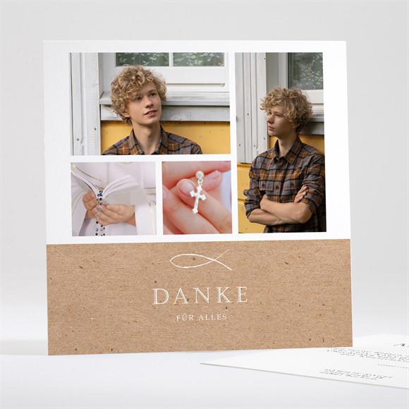 Dankeskarte Konfirmation Fotocollage Kraftpapier ref.N351433