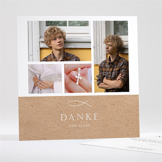 Dankeskarte Konfirmation fotocollage kraftpapier