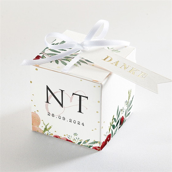 Geschenkbox Hochzeit Mohnblumen - Gold