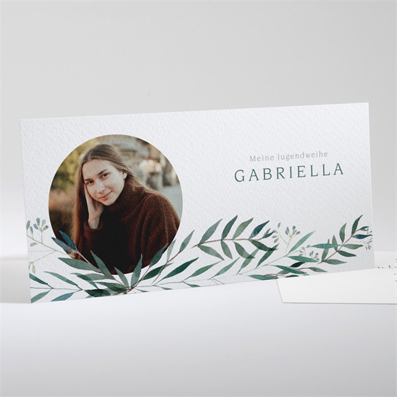 Einladungskarte Jugendweihe Grüner Blätterzweig ref.N131137