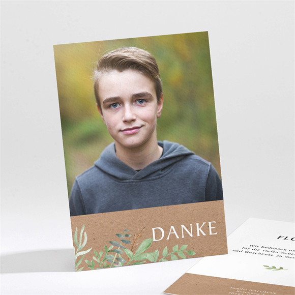 Danksagungskarte Jugendweihe Kraftpapier-Design ref.N211610