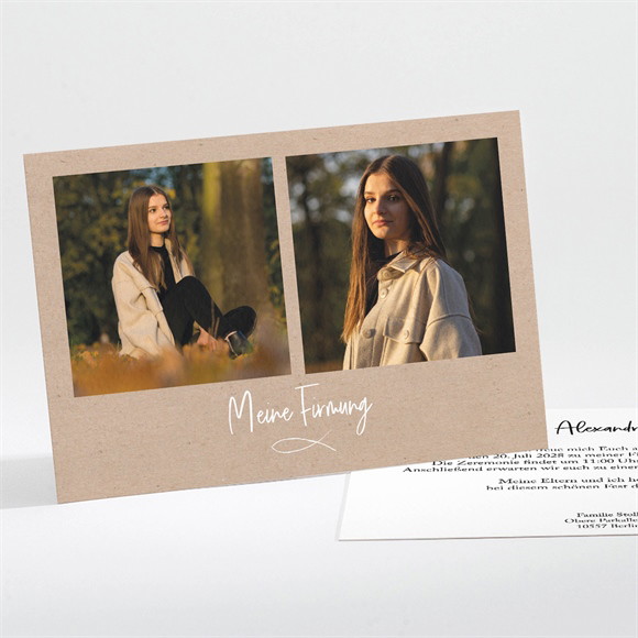 Einladungskarte Firmung Dunkles Kraftpapier ref.N111316