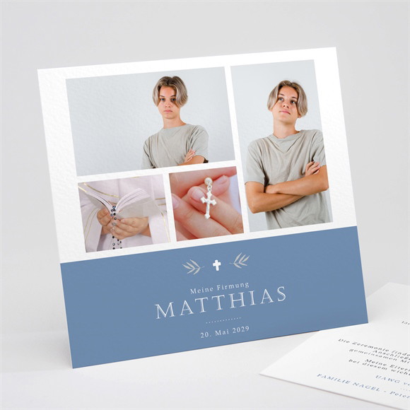 Einladungskarte Firmung Blaue Fotocollage ref.N311283
