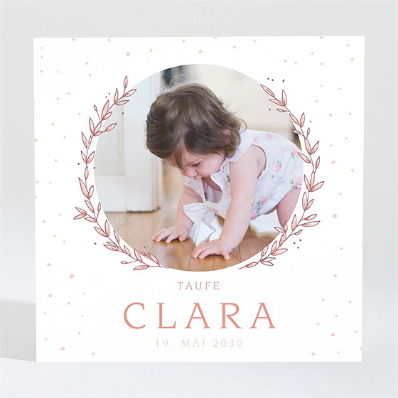 Einladung Taufe Blätterranke Rosa Magnet