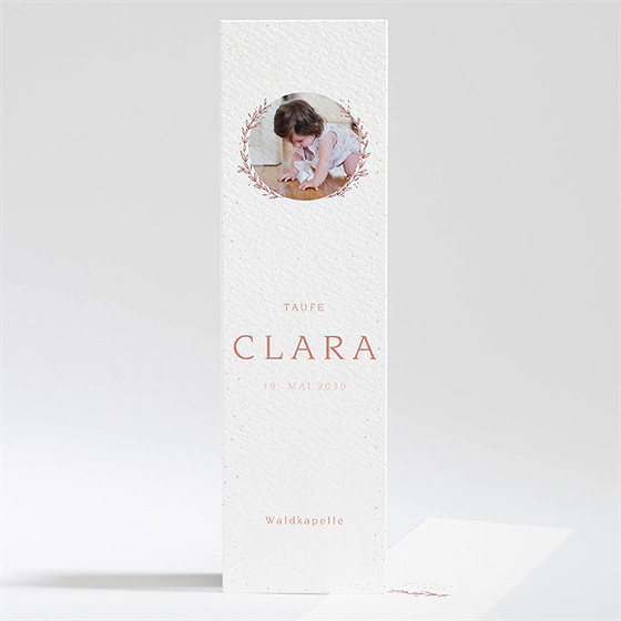 Andenken Taufe Blätterranke Rosa