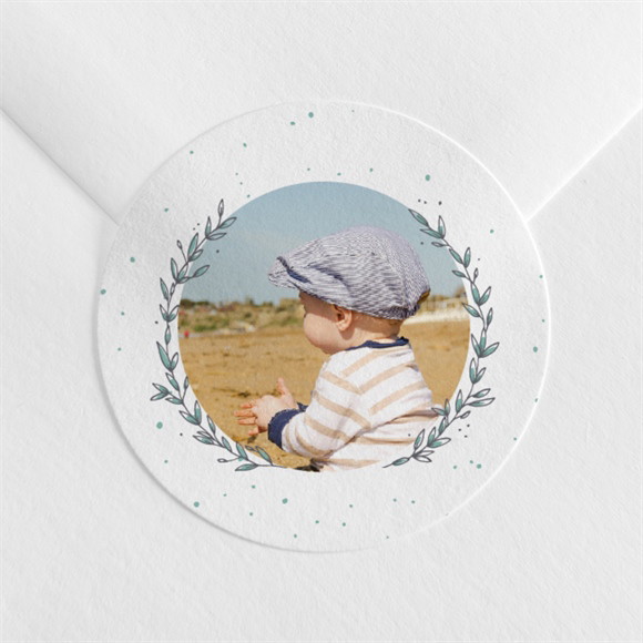 Aufkleber Taufe Blätterranke Grün ref.N3601548