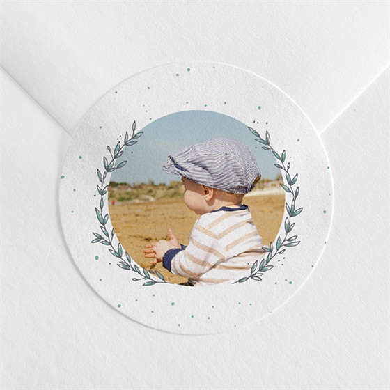 Aufkleber Taufe Blätterranke Grün