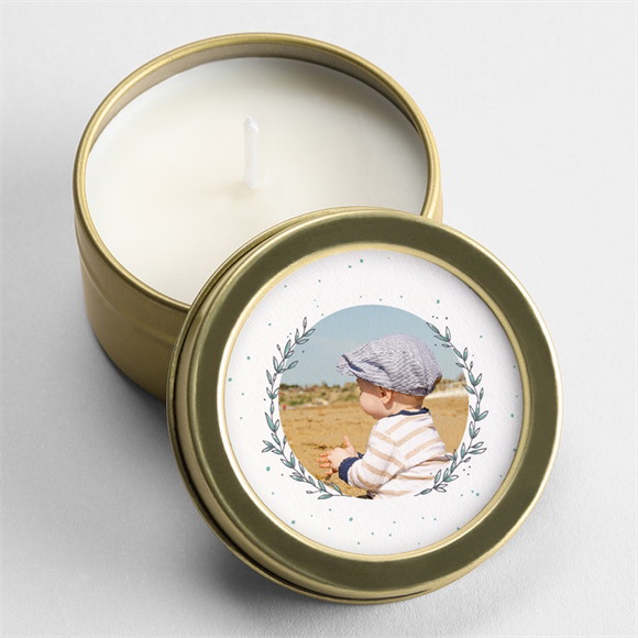 Kerze Taufe Blätterranke Grün ref.N3601549