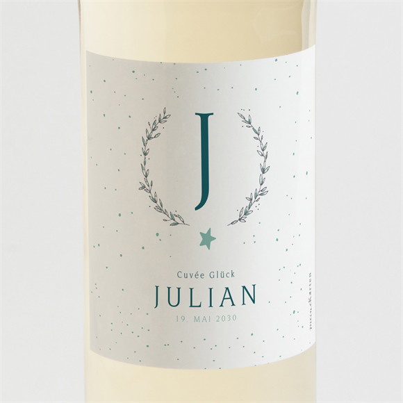 Flaschenetikett Taufe Blätterranke ref.N3001944