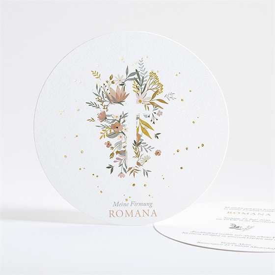 Einladungskarte Firmung Flower Party - Gold
