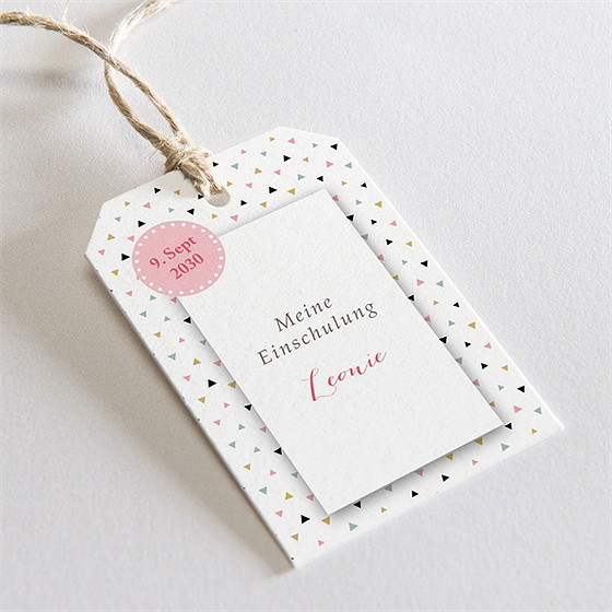 Geschenkanhänger Einschulung Freudenfeuerwerk Rosa