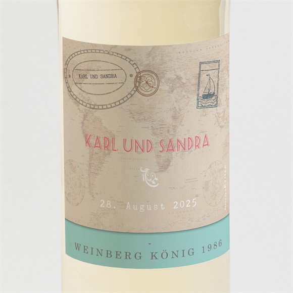 Flaschenetikett Hochzeit Reisepass ref.N3001054