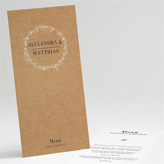Menükarte Hochzeit romanze
